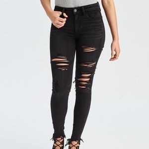 American Eagle Outfitters Ripped Black Jeggings
